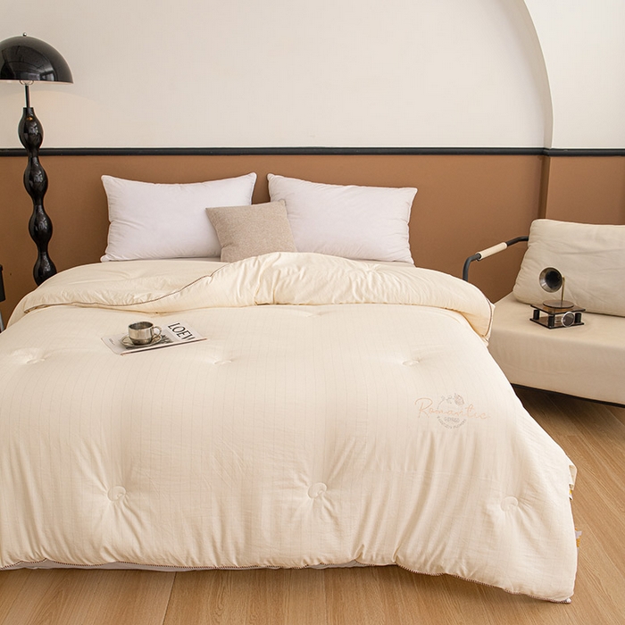 91家纺网 家纺一手货源 找家纺 睡棉坊 2025新款A类银融棉大豆被水洗棉春秋被加厚冬被正宗10%大豆被带质检报告 象牙白