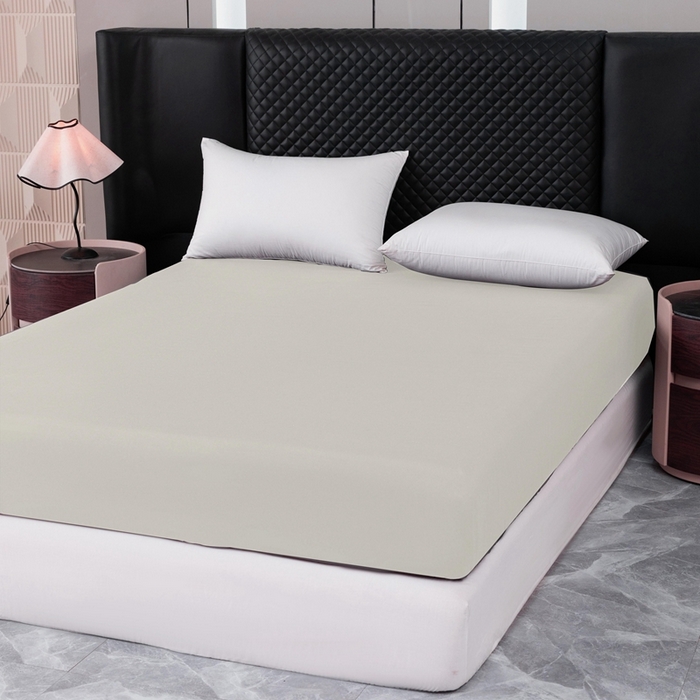 91家纺网 家纺一手货源 找家纺 2025新款跨境外贸纯色磨毛单床笠 米色