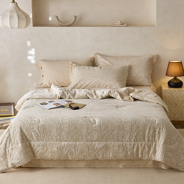 91家纺网 家纺一手货源 找家纺 2025春夏新品棉麻春秋被冬被全系列被子被芯 雪绒花