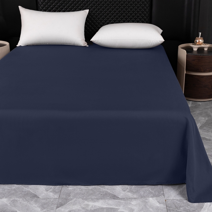 91家纺网 家纺一手货源 找家纺 2025新款跨境外贸纯色磨毛床单 藏青