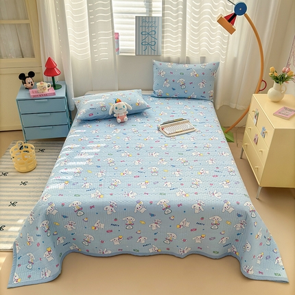 罗亿家纺 2025新款水洗棉双层纱夹棉绗缝床盖（提供买家秀） 糖果小白