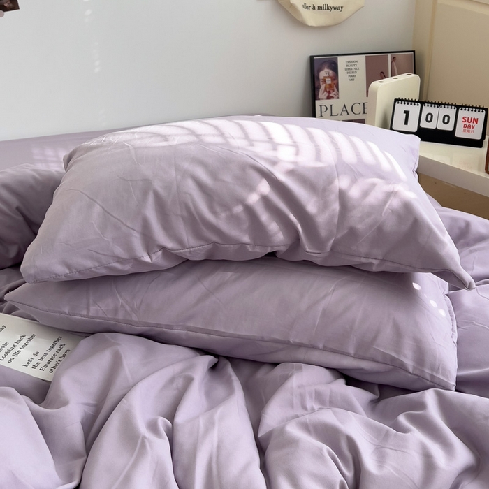 91家纺网 家纺一手货源 找家纺 梦卓家纺 2025爆款ins风超柔褶皱亲肤磨毛水洗棉四件套 芋泥紫