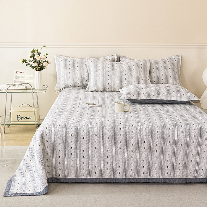 91家纺网 家纺一手货源 找家纺 2025新款13070双面全棉砂洗大直边床盖三件套四件套 雅梦