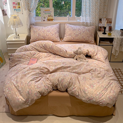奈颜 2025新款爆款云感提花双层纱裸睡四件套 漫花田