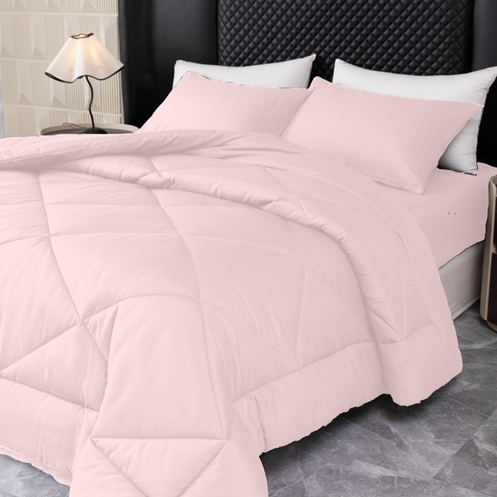 91家纺网 家纺一手货源 找家纺 2025新款美国跨境被芯四季被子三件套 粉色