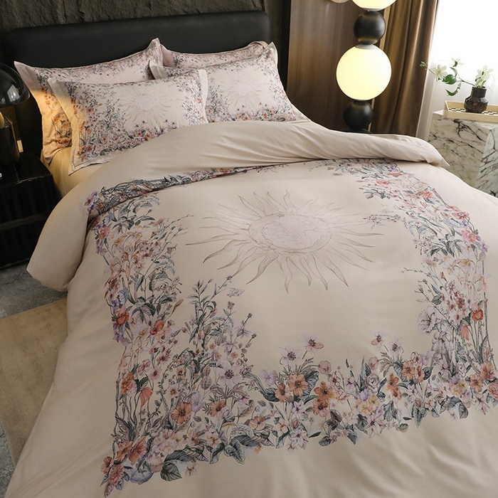 91家纺网 家纺一手货源 找家纺 巧玲珑 2025新款144*72澳洲棉陶瓷四件套 爱玛斯奶黄