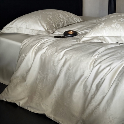 91家纺网 家纺一手货源 找家纺 （总）鹿班家居 2025年春夏款100S长绒棉精密提花四件套-遇见禧欢（标准会员-20元）