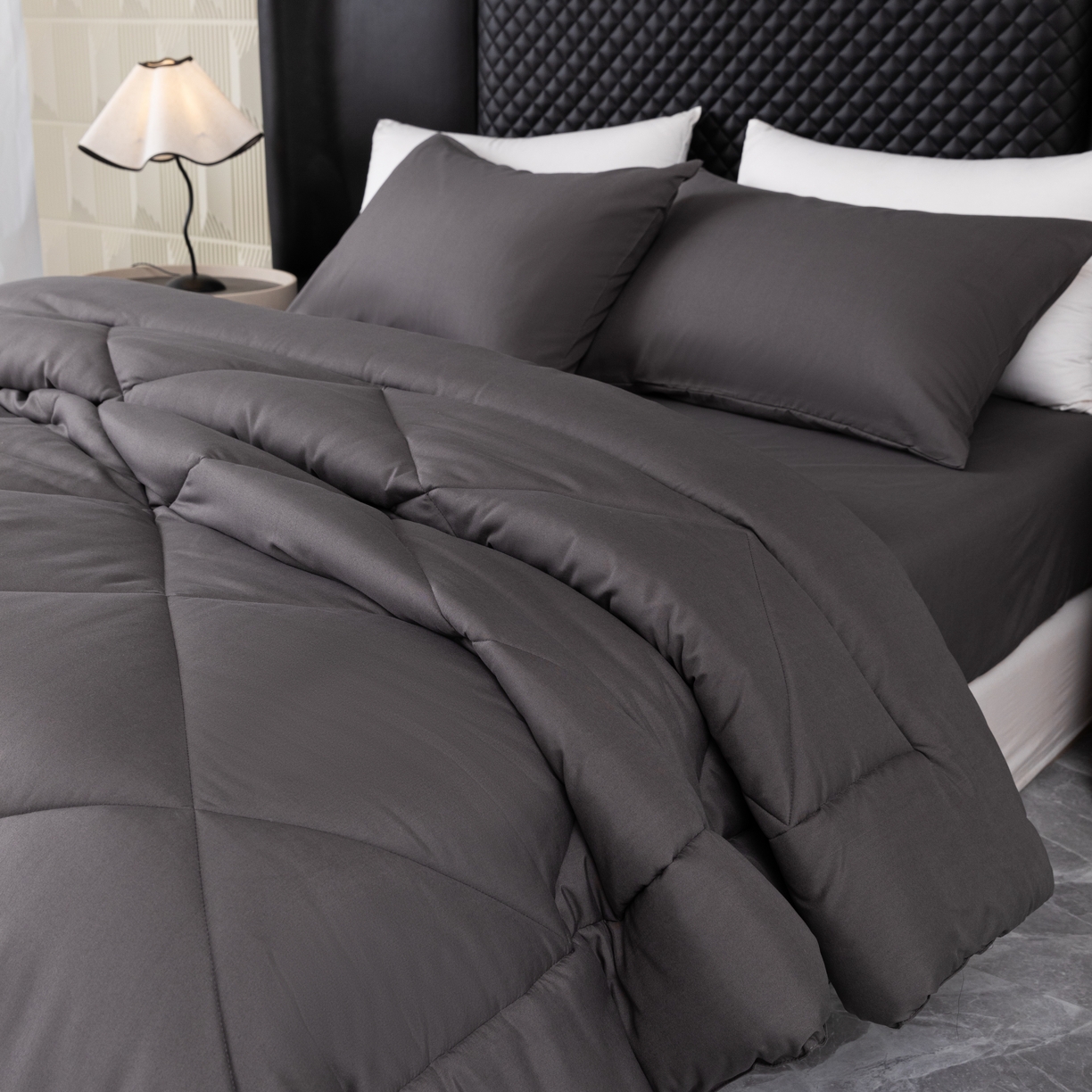 91家纺网 家纺一手货源 找家纺 2025新款磨毛单床笠单品床上用品 外贸专供可定制四件套 黑色