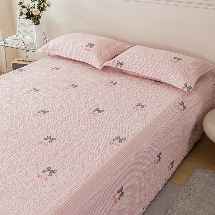 91家纺网 家纺一手货源 找家纺 2025新款13070双面全棉砂洗大直边床盖三件套四件套 卡洛琳