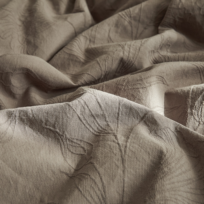 91家纺网 家纺一手货源 找家纺 2025新款全棉三层纱浮雕大提花四件套系列 苍兰-卡其