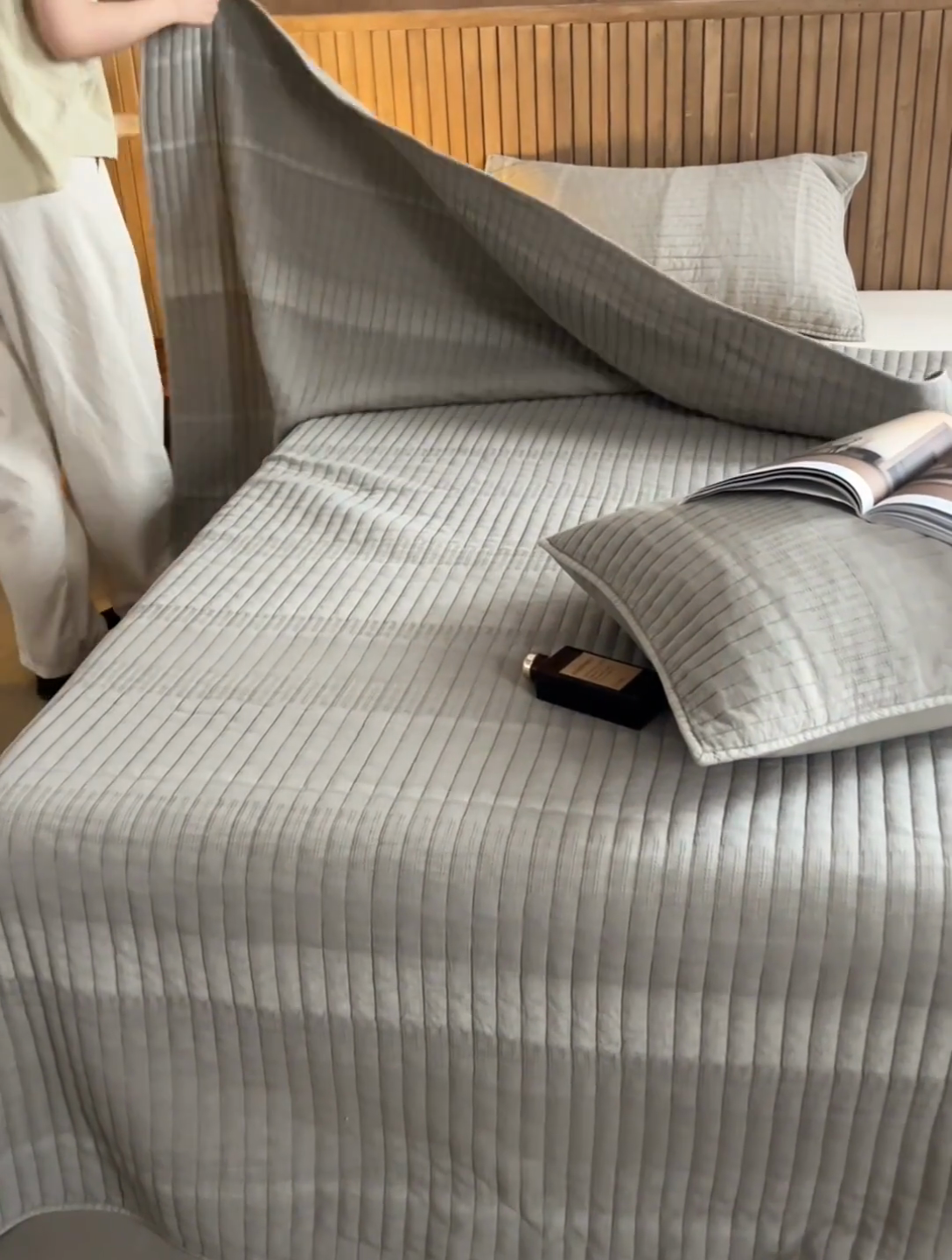 91家纺网 家纺一手货源 找家纺 2025新款全棉纱洗床盖三件套-艾伦 艾伦-米灰