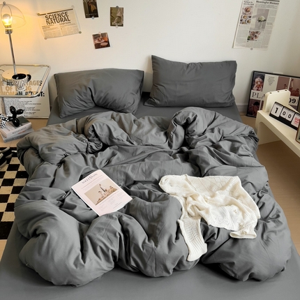 91家纺网 家纺一手货源 找家纺 （总）梦卓家纺 2025爆款ins风超柔褶皱亲肤磨毛水洗棉四件套