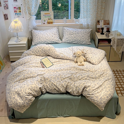 91家纺网 家纺一手货源 找家纺 （总）奈颜 2025新款爆款云感提花双层纱裸睡四件套