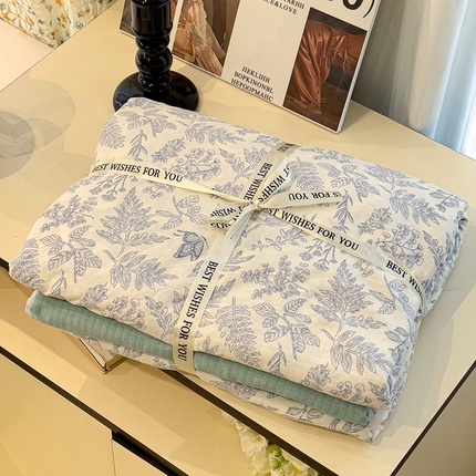 91家纺网 家纺一手货源 找家纺 （总）奈颜 2025新款爆款云感提花双层纱裸睡四件套-叠拍图