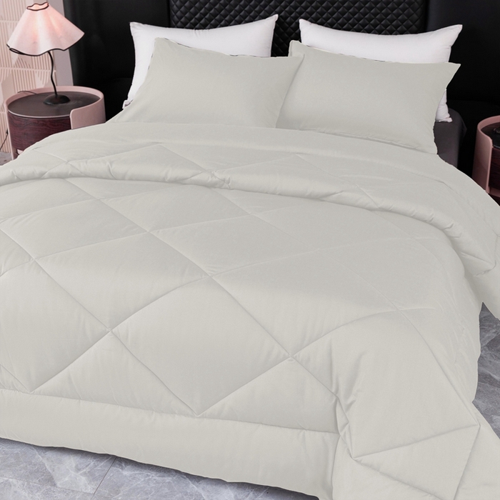 91家纺网 家纺一手货源 找家纺 2025新款美国跨境被芯四季被子三件套 米色