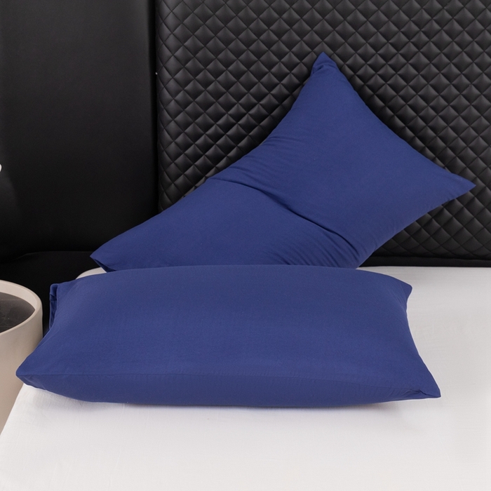 91家纺网 家纺一手货源 找家纺 2025新款跨境外贸纯色磨毛枕套 藏青