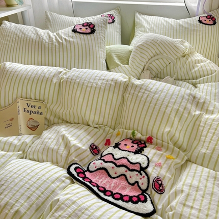 （总）韩秀家纺 2025【提供买家秀】加厚110g超柔纯色被套印花云朵棉ins毛巾绣被套花水洗棉被套刺绣花被套