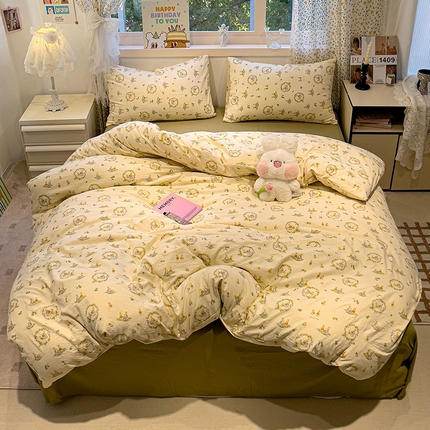 奈颜 2025新款爆款云感提花双层纱裸睡四件套 多多兔