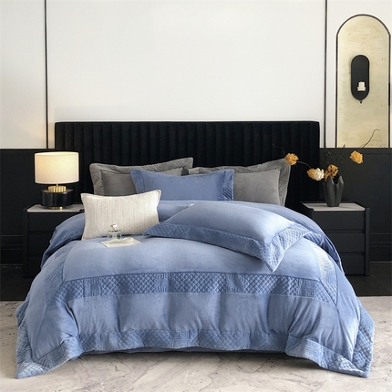 保罗圣迪奥 2025新款牛奶绒宽边四件套-梵希 梵希-天空蓝