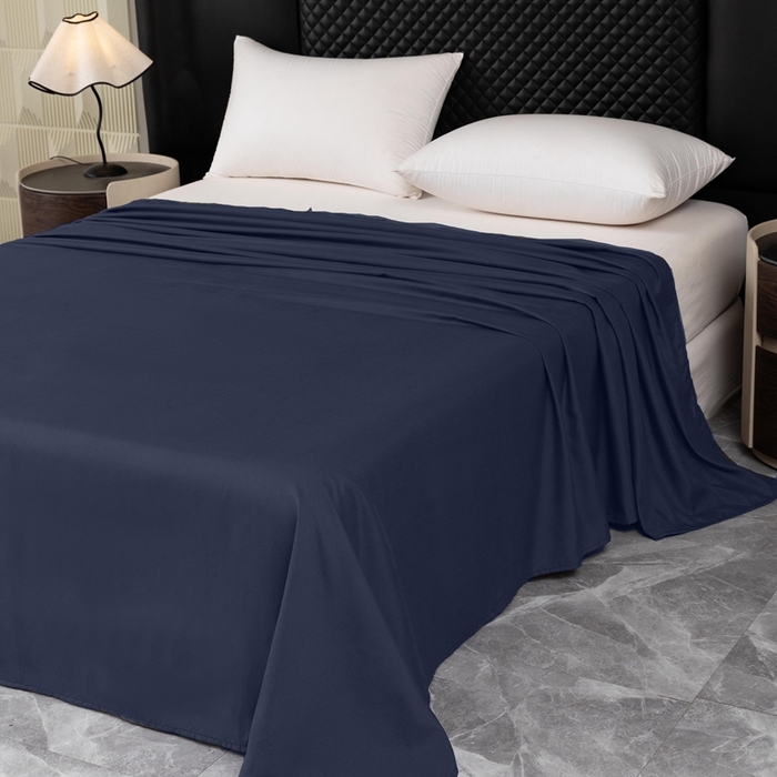 91家纺网 家纺一手货源 找家纺 2025新款跨境外贸纯色磨毛床单 藏青