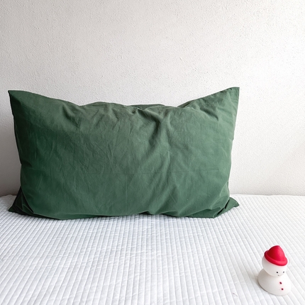 91家纺网 家纺一手货源 找家纺 2025新款40水洗棉单枕套有一点蓝系列 棕绿