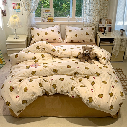 91家纺网 家纺一手货源 找家纺 （总）奈颜 2025新款爆款云感提花双层纱裸睡四件套