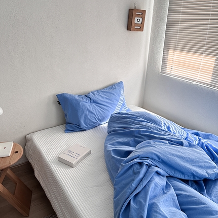 91家纺网 家纺一手货源 找家纺 （总）2025新款40水洗棉单被套有一点蓝系列