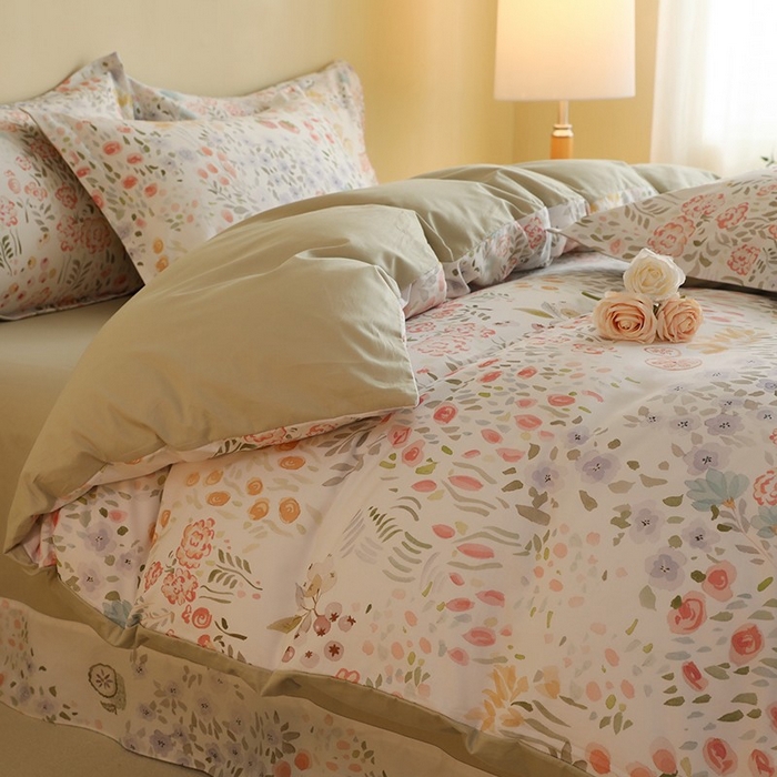 91家纺网 家纺一手货源 找家纺 巧玲珑 2025新款144*72澳洲棉陶瓷四件套 蔷薇