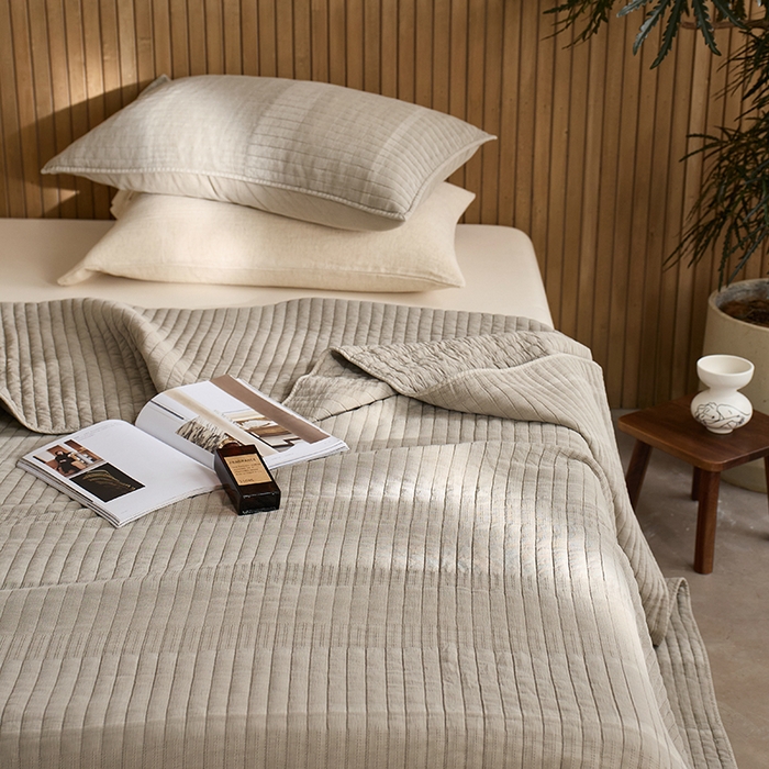 91家纺网 家纺一手货源 找家纺 2025新款全棉纱洗床盖三件套-艾伦 艾伦-米灰