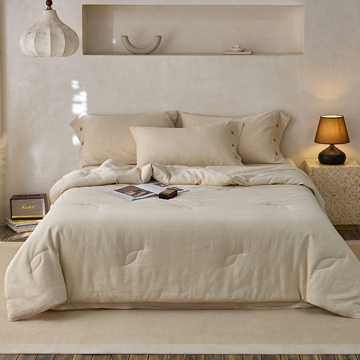 91家纺网 家纺一手货源 找家纺 2025春夏新品棉麻春秋被冬被全系列被子被芯 人字纹