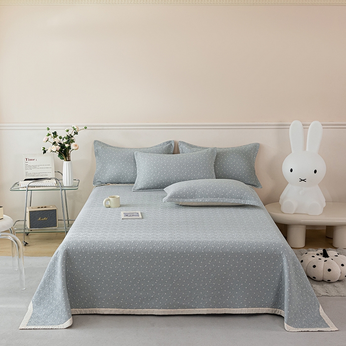 91家纺网 家纺一手货源 找家纺 2025新款13070双面全棉砂洗大直边床盖三件套四件套 温婉