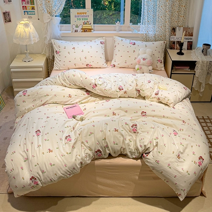 91家纺网 家纺一手货源 找家纺 （总）奈颜 2025新款爆款云感提花双层纱裸睡四件套