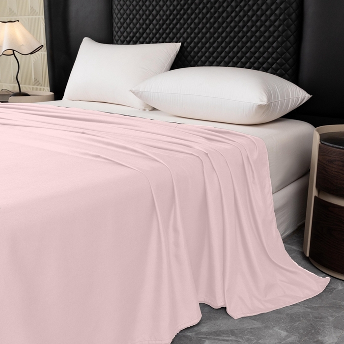 91家纺网 家纺一手货源 找家纺 2025新款跨境外贸纯色磨毛床单 粉色