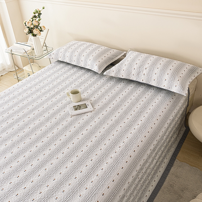 91家纺网 家纺一手货源 找家纺 2025新款13070双面全棉砂洗大直边床盖三件套四件套 雅梦