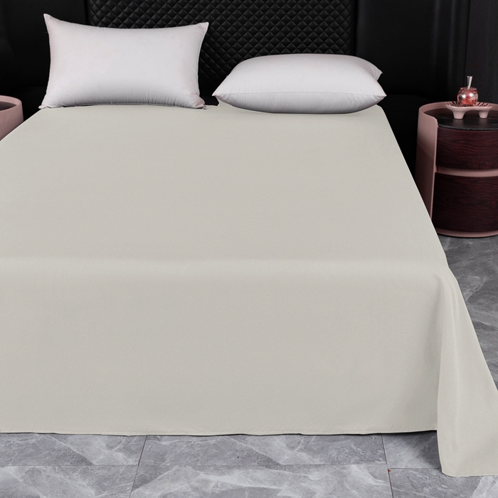 91家纺网 家纺一手货源 找家纺 2025新款跨境外贸纯色磨毛床单 米色