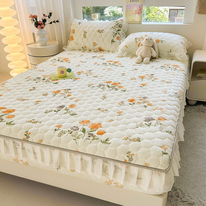 91家纺网 家纺一手货源 找家纺 （买家秀 爆款不断货）A类母婴级卡通牛奶绒床笠珊瑚绒雪花绒床笠儿童牛奶绒夹棉床笠花边款牛奶绒花边床笠 花边款--仙香花朵