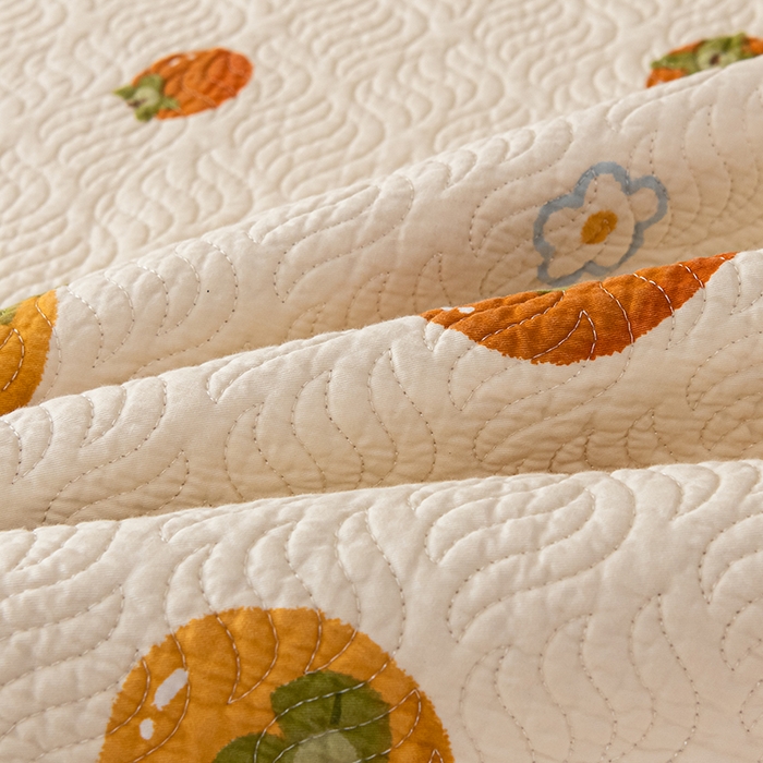 91家纺网 家纺一手货源 找家纺 2025新款13070双面全棉砂洗大直边床盖三件套四件套 喜事兔