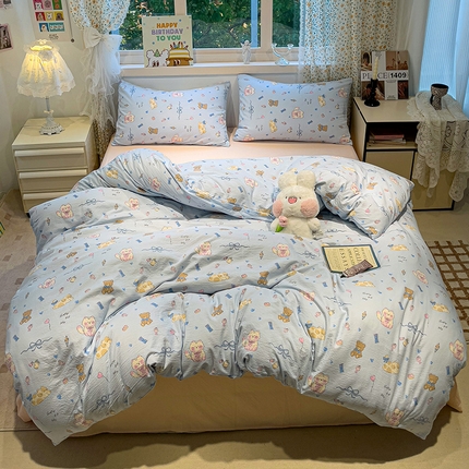 奈颜 2025新款爆款云感提花双层纱裸睡四件套 动物派对