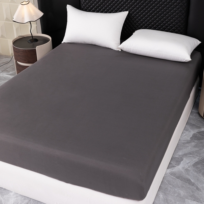 91家纺网 家纺一手货源 找家纺 2025新款跨境外贸纯色磨毛单床笠 黑色