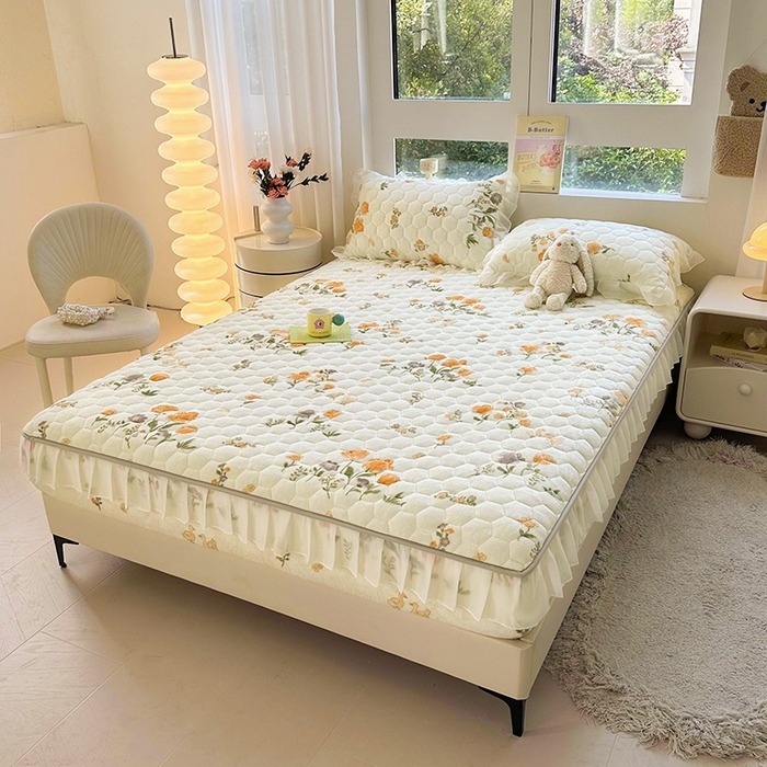 91家纺网 家纺一手货源 找家纺 （买家秀 爆款不断货）A类母婴级卡通牛奶绒床笠珊瑚绒雪花绒床笠儿童牛奶绒夹棉床笠花边款牛奶绒花边床笠 花边款--仙香花朵