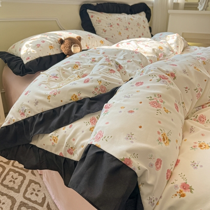 91家纺网 家纺一手货源 找家纺 （总）子钦家纺 2025新款赫本风云朵棉法式花边床单床裙床笠款四件套