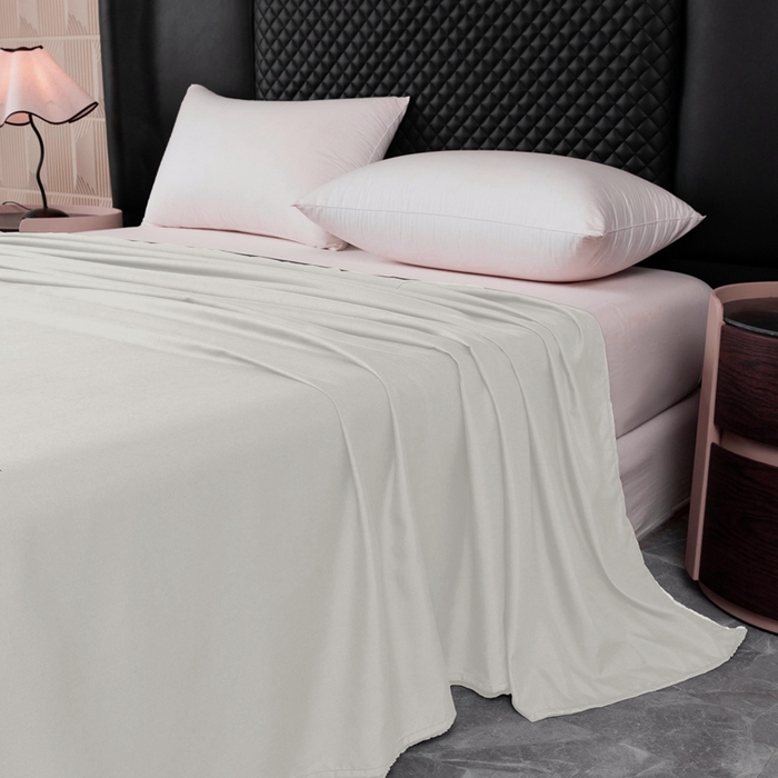 91家纺网 家纺一手货源 找家纺 2025新款跨境外贸纯色磨毛床单 米色