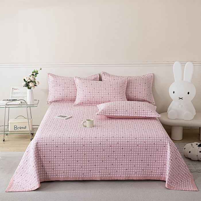 91家纺网 家纺一手货源 找家纺 2025新款13070双面全棉砂洗大直边床盖三件套四件套 知遇