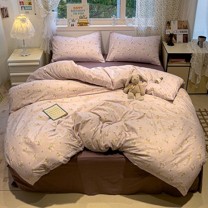 奈颜 2025新款爆款云感提花双层纱裸睡四件套 荔纱