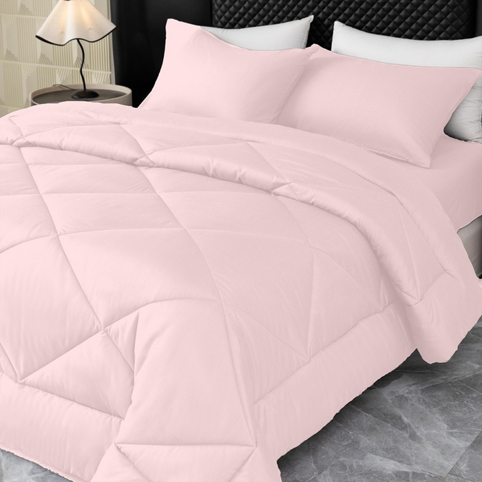 91家纺网 家纺一手货源 找家纺 2025新款美国跨境被芯四季被子三件套 粉色