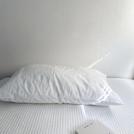 91家纺网 家纺一手货源 找家纺 2025新款40水洗棉单枕套有一点蓝系列 盐白