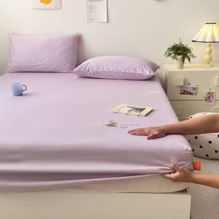 91家纺网 家纺一手货源 找家纺 （总）2025春夏新款A类小清新全棉纯棉绣花床笠席梦思保护罩单床笠可配同色枕套