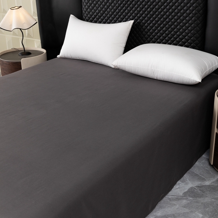 91家纺网 家纺一手货源 找家纺 2025新款跨境外贸纯色磨毛床单 黑色