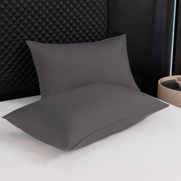 91家纺网 家纺一手货源 找家纺 2025新款跨境外贸纯色磨毛枕套 黑色