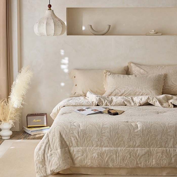 91家纺网 家纺一手货源 找家纺 2025春夏新品棉麻春秋被冬被全系列被子被芯 雪绒花